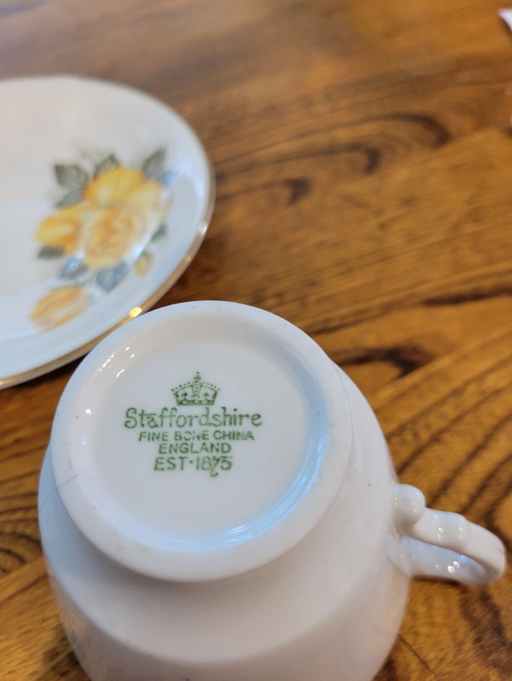 Staffordshire England Bone China Cup And Saucer - Picture 4 of 5